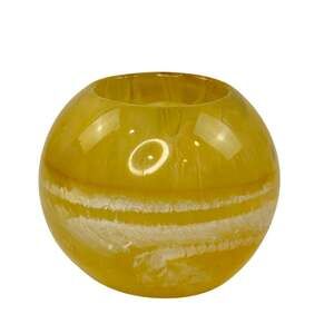 VTG Yellow White Swirl Tealight Candle Holder Lucite Round Home Decorative